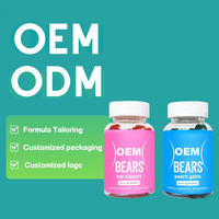 Gummies OEM sous marque privée, fournis par l'usine, pour l'équilibre hormonal adulte Bearvana, rouges et bleus, 100% purs