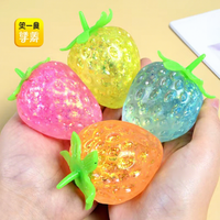 Jouet Squishy Fraise Luminescent à la Maltose avec Paillettes, à Remontée Lente, Mignon, Anti-Stress et de Décompression