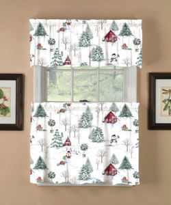 Cortinas de <span class=keywords><strong>Cocina</strong></span> Owenie, Diseño Estadounidense, 3 Piezas, Estampado Digital, Translúcidas, con Bolsillos para Cortinas, Diseño de Muñeco de Nieve y Calabazas - Product Image 2