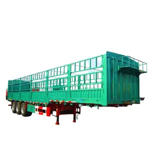 Çin popüler 3 akslar hayvancılık römork kargo toplu yarı römork taşıma toplu çit kargo kamyonları römorklar için sıcak satış