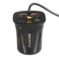 Chargeur de voiture 12V/24V 120W, double prise allume-cigare, 3 ports USB à charge rapide, affichage numérique de la tension et de la température, adaptateur secteur