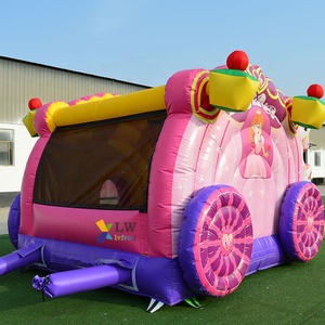 Château <span class=keywords><strong>gonflable</strong></span> commercial combiné avec toboggan et chaise de <span class=keywords><strong>princesse</strong></span>, thème licorne, pour location extérieure - Product Image 5