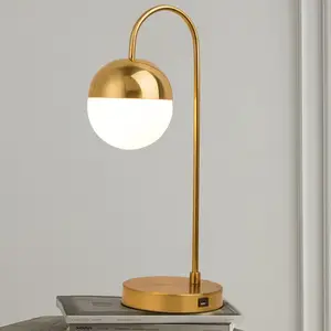 Moderne Glazen Bal Gouden Metalen Tafellamp Voor Hotel Thuis