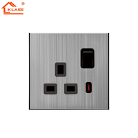 Interrupteur mural électrique gris standard britannique KLASS 86*86mm 4 gangues 2 voies 10A 250V pour prise murale domestique