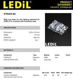 เลนส์ LED รุ่น CA13473_STRADA-B2 รูปทรงวงรีกว้างสำหรับการให้แสงสว่างในพื้นที่ ออกแบบมาเพื่อใช้งานกับหลอดไฟ CREE XT-E - Product Image 2