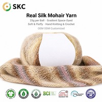 Fil Fantaisie en Soie Véritable et Mohair 25g, Teint en Espaces Dégradé, Varié, Doux et Moelleux, Technologie OE pour Tricot et Crochet à la Main