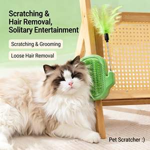 Griffoir mural classique écologique pour chat avec brosse anti-poils, bâtonnet de chatouillage à herbe à chat et masseur pour soulager les <span class=keywords><strong>d</strong></span>émangeaisons - Jouet pour chat - Product Image 4