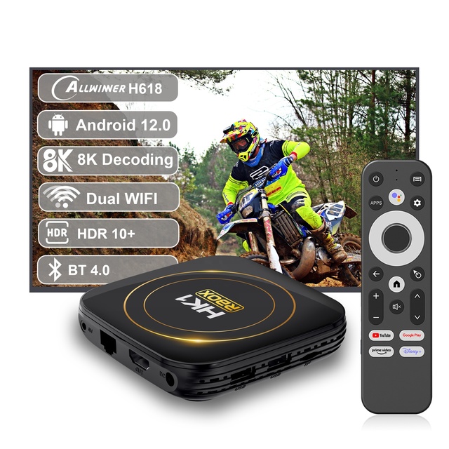 Original Factory HK1 Rbox H8S Android 12 TV Box Allwinner H618 2GB RAM 16GB ROM 2.4G 5G Dual WiFi 4K 6K Set Top Box HK1RBOX