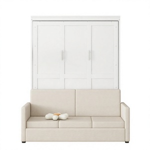 Lit Murphy mural blanc <span class=keywords><strong>Queen</strong></span> avec armoire de rangement, moderne, pliable, gain de place, lit dissimulé, en stock aux États-Unis, de Houston, Texas - Product Image 1