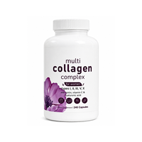 Capsules de collagène multi-sources OEM/ODM (types I, II, III, X) avec peptides de collagène, extraits végétaux, biotine, vitamines, anti-âge, riches en protéines pour adultes