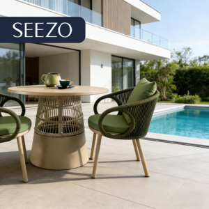 Ensemble <span class=keywords><strong>de</strong></span> <span class=keywords><strong>table</strong></span> à manger ronde <span class=keywords><strong>d</strong></span>'extérieur <span class=keywords><strong>de</strong></span> luxe moderne 2026 avec chaises, en aluminium léger et durable, tissu nordique imperméable, pour villa - Product Image 1