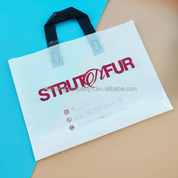 Wholesale Custom Plastic Bags With Logo Recyclable Handle Groceries Business Promotion Shopping Bags