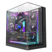 Boîtier PC Gaming ATX Full Tower avec Panorama Circulaire en Verre Trempé Double Face