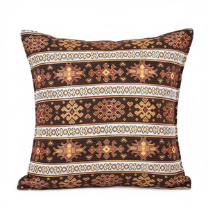 <b>Cushion</b> <b>Cover</b> With Brown Cream Turkish Fabric With Turkish Kilim Design.... Made in Turkey .... From Turkey - Product Image 2