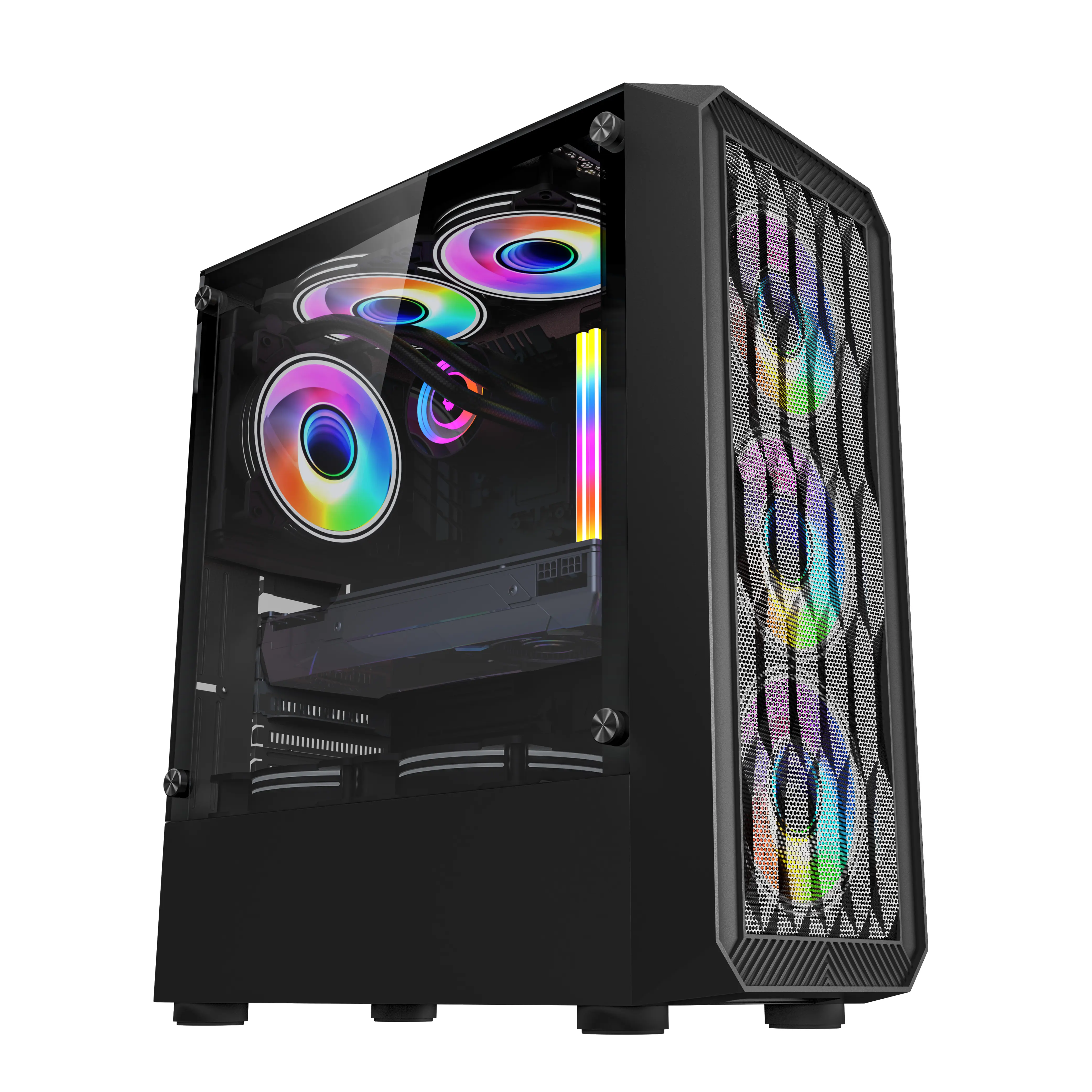 side glass white pc casing cabinet atx full tower with lcd acrylic rugged cpu case desktop cooling gaming computer case