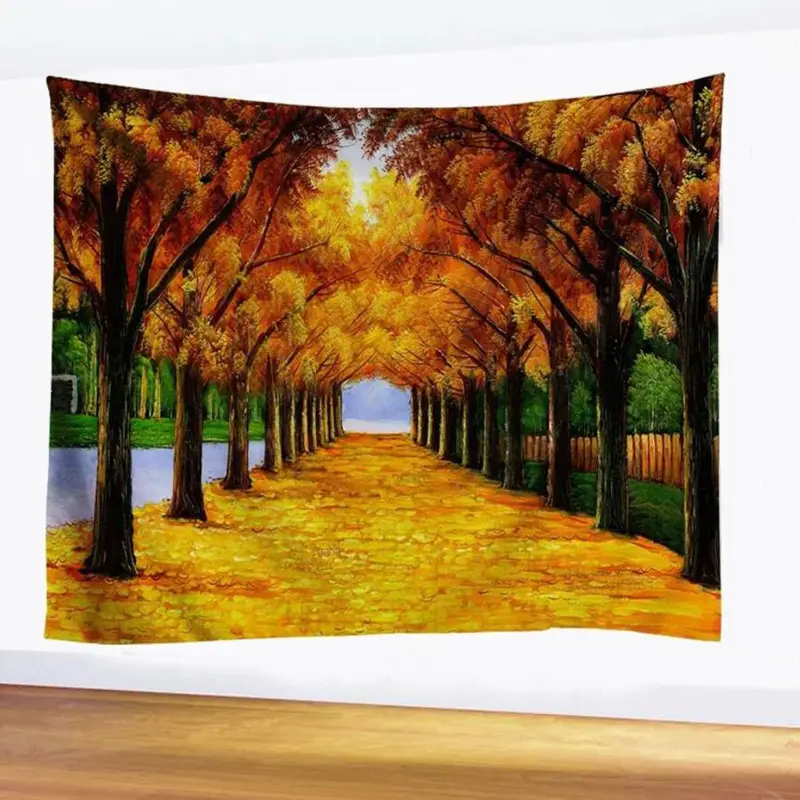 Custom Printing Popular Custom 100% Polyester Scenery Forest Tapestries Wall Hanging Decor