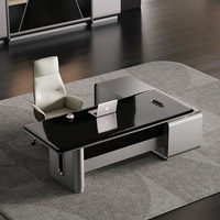 Bureau de direction en L luxueux haut de gamme avec éclairage LED, un bureau de PDG technologique