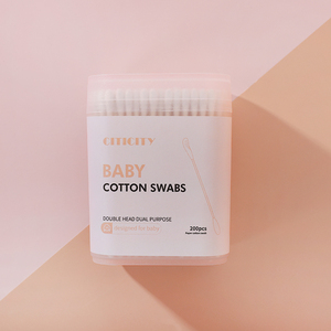 Vente en gros de 200 cotons-tiges jetables en papier à petite pointe pour le nettoyage des oreilles, pour bébés, avec boîte carrée - Product Image 3