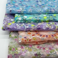 Tissu en dentelle africaine de luxe en polyester, maille tricotée, broderie perlée et sequins, pour accessoires de mariage, vente en gros