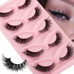 Layered Thick Cross Mink Eyelashes 8D FLUFFY Fox False Eyelashes Natural Long False Eyelashes
