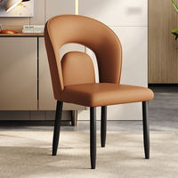 Chaise de salle à manger en velours gris foncé avec pieds en métal noir, design élégant