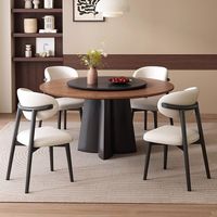 Table à manger ovale moderne en bois massif avec centre rotatif pour la maison et l'hôtel – Vente en gros