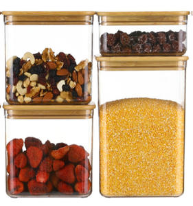 Contenitore per alimenti sigillato <span class=keywords><strong>trasparente</strong></span> con coperchio in bambù-contenitore di conservazione in plastica per animali domestici - Product Image 4