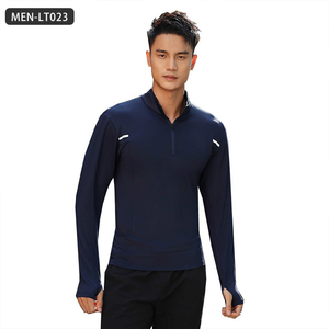 Polo de Deportes de ocio al aire libre de secado rápido para Hombre | Top de fitness de moda con media cremallera y manga larga con cuello levantado - Product Image 2