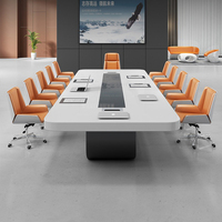 Table de conférence ovale avancée avec station de charge et armoire de rangement en bois massif – Élégante pour salle de réunion