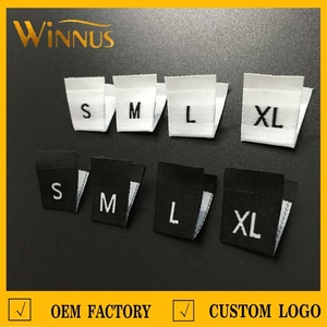 ป้ายผ้าทอขนาดกลางสำหรับปกเสื้อเสื้อยืดไซส์ L XL สีดำขาว - Product Image 4