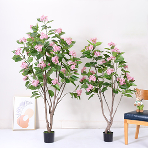 Arbre d'hortensia artificiel en pot pour la décoration intérieure, le bureau, les mariages, la décoration de la maison, plantes artificielles, arbre en plastique - Product Image 1