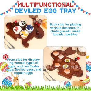 Bandeja de madera con forma de conejo, tablero de huevos de doble cara para decoración de fiestas de Pascua, uso en interiores - Product Image 5