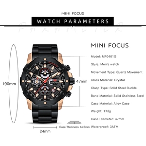 MINI FOCUS MF0401Gนาฬิกาผู้ชายแฟชั่นChronographกีฬานาฬิกาแบรนด์หรูสายเหล็กควอตซ์นาฬิกาReloj Hombre - Product Image 6