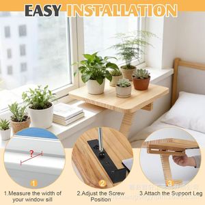 Wooden Window Sill <b>Shelf</b> Extension Bracket Rectangle <b>Wall</b> <b>Mounted</b> Undercounter 16mm Thickness For Succulent Storage - Product Image 3