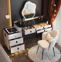 2025 nouvelle coiffeuse rose de luxe léger tiroirs de rangement intelligents Table de maquillage intégrée haut de gamme moderne Simple pour les filles en bois
