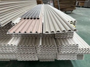 Paneles de pared de plástico y madera Wpc Paneles de pared de flauta decorativos interiores Tableros de Pvc modernos - Product Image 6