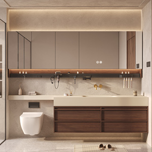 <span class=keywords><strong>Lavabo</strong></span> integrado de estilo medieval con diseño esqueletizado y espejo inteligente extendido <span class=keywords><strong>para</strong></span> <span class=keywords><strong>mueble</strong></span> de baño de villa - Product Image 4