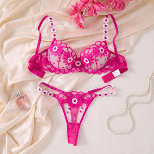 AZA825089 Set für Damen: Luxuriöse, Sexy Lingerie aus Bestickter Gänseblümchen-Spitze und Netzstoff, Durchsichtig und Bequem - Product Image 6