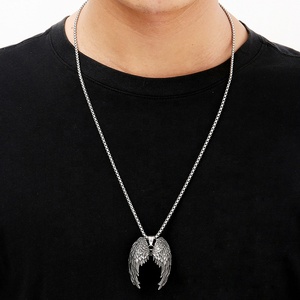 Aile d'ange rétro swagor punk, bijoux de <span class=keywords><strong>motard</strong></span>, pour femmes, en acier inoxydable, collier pendentif avec ailes d'ange, DMP 018 dmp018 - Product Image 5