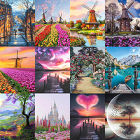 Multi-Europese DIY Parel Diamant Schilderij Kit Windmolen Kasteel Bloem 3D Parel Kraal Strass Wanddecoratie Groothandel