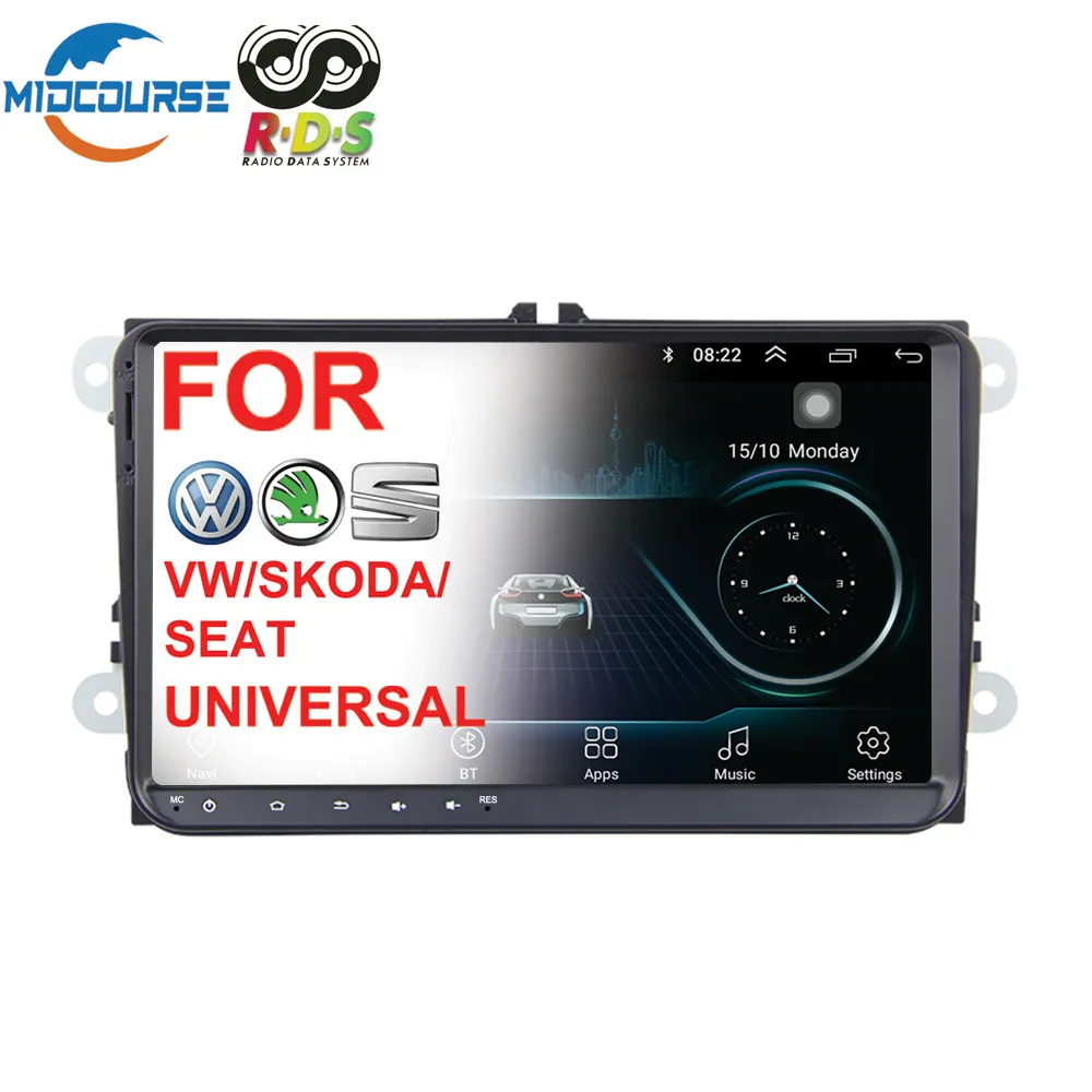 Автомагнитола 9 дюймов на Android 8,1, мультимедийный DVD-плеер с радио, стерео-навигацией для Vw VolksWagen golf skoda seat