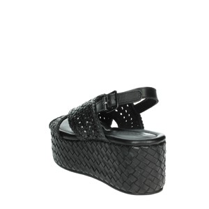Sandali neri con tacco con soletta in PU con cinturino alla caviglia a punta aperta impermeabile funzione di aumento di altezza comoda per la stagione estiva - Product Image 2