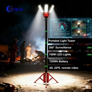 Torre de Luz LED Telescópica Portátil com Suporte de Tripé, Luz de Trabalho Ajustável em Altura para Local de Resgate, Obras e Camping - Product Image 2