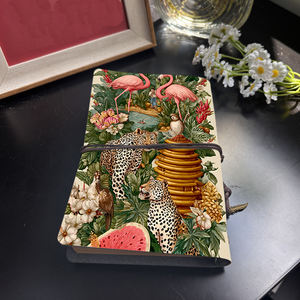 Carnet rétro A6 avec pendentif feuille Cadeau du vendredi noir pour les clients afin de stimuler les liens d'affaires avec Flamingo Leopard Owl Bee Hive - Product Image 3