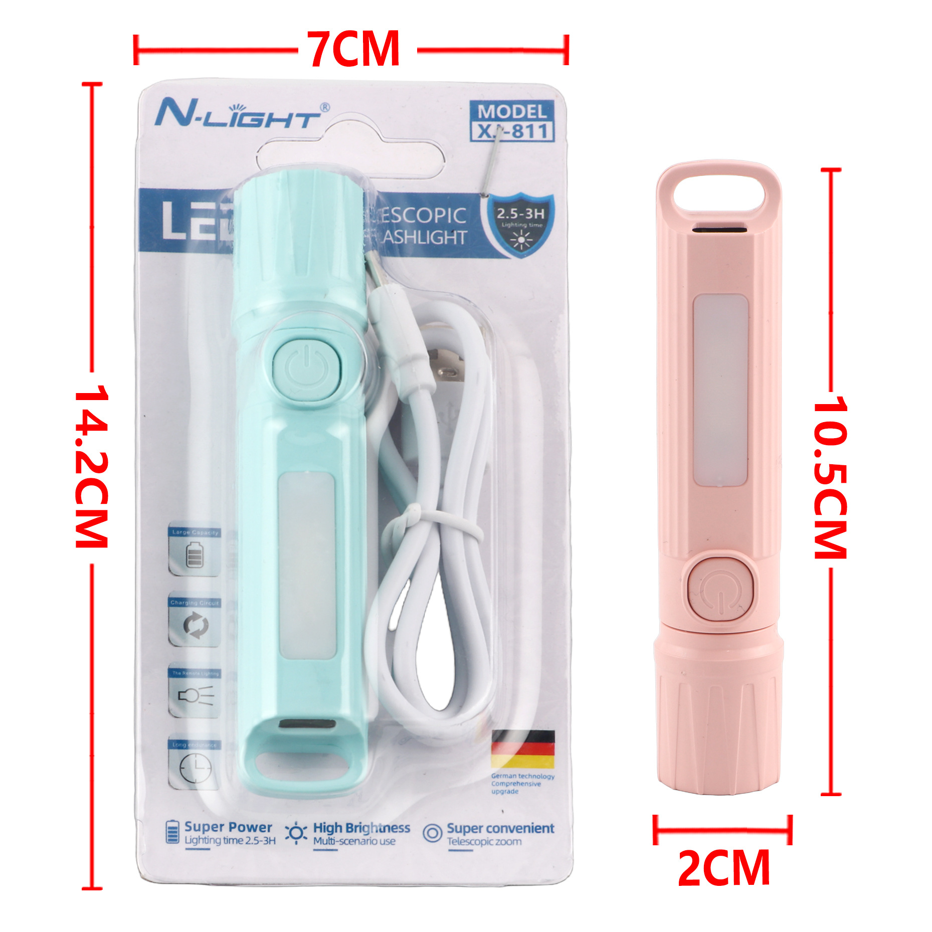Bright Light ME ＋ XJ-811 Ultra-Bright Mini LED Flashlight - Portable & Rechargeable