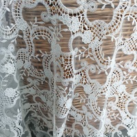 Tissu en dentelle brodée de fleurs botaniques vintage de 130 cm, dentelle en filet transparente pour rideaux, nappes et décoration de chalet