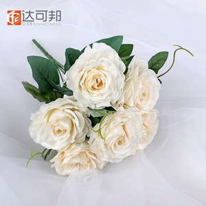 <span class=keywords><strong>Rosa</strong></span> Artificial de 6 cabezas, decoración de boda, seda, plástico, para siempre - Product Image 5