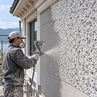 Peinture extérieure effet pierre sablée, imperméable et résistante aux intempéries, revêtement multi-couleurs à l'effet pierre naturelle pour l'extérieur, vente en gros