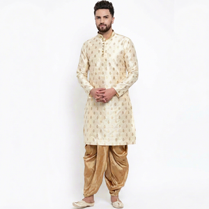 <b>Men</b>’s Bridal <b>Kurta</b> Pajama Set | White Embroidered Wedding <b>Kurta</b> with Pajama | Traditional Indian Groom Wear - Product Image 1