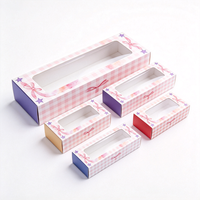 Boîte d'emballage de luxe à motif écossais pour macarons avec fenêtre, livraison express en 72h, finition UV, vente en gros